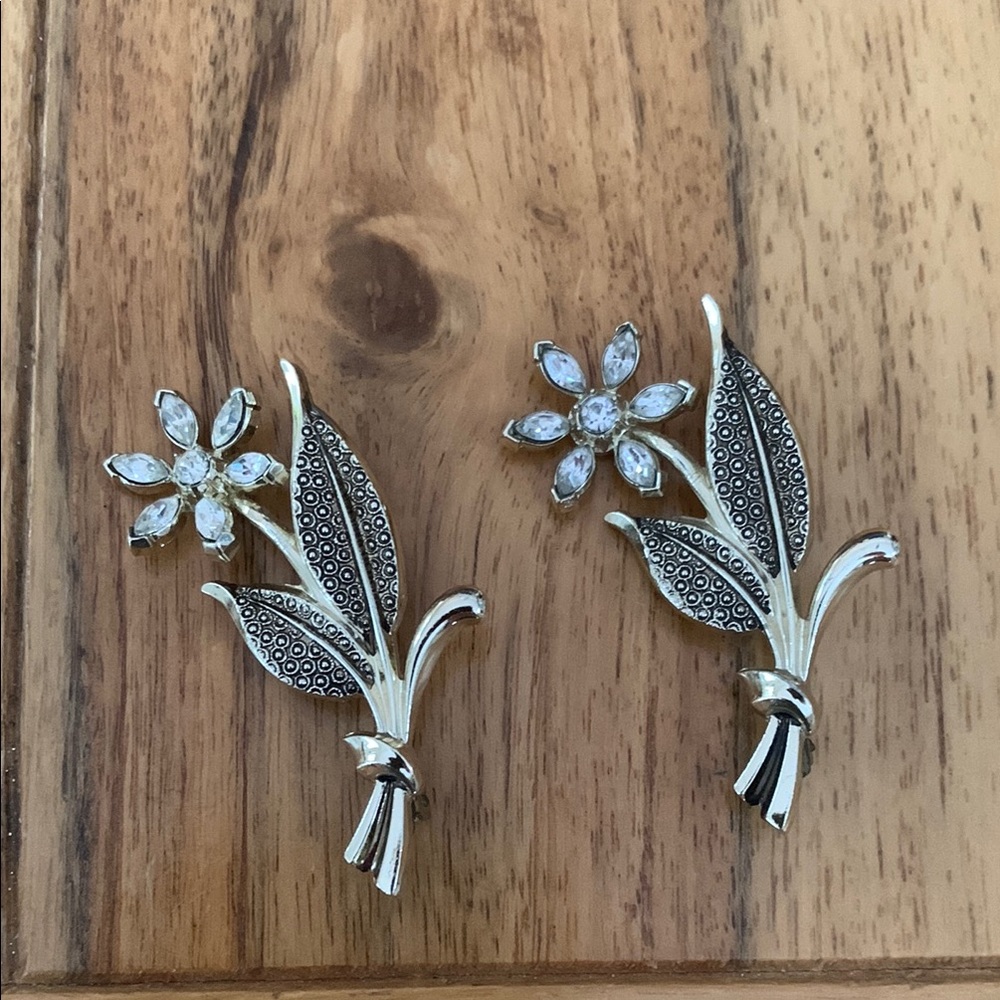 Pair of Vintage Floral Brooches